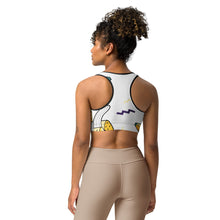 Load image into Gallery viewer, TFP Two-Tone logo with bananas White Sports bra