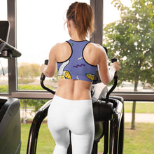 Load image into Gallery viewer, TFP Two-Tone logo with bananas Blue Sports bra
