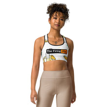 Load image into Gallery viewer, TFP Two-Tone logo with bananas White Sports bra