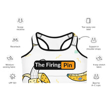 Load image into Gallery viewer, TFP Two-Tone logo with bananas White Sports bra