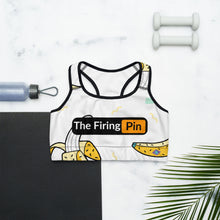Load image into Gallery viewer, TFP Two-Tone logo with bananas White Sports bra