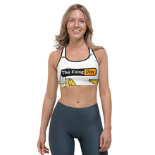 Load image into Gallery viewer, TFP Two-Tone logo with bananas White Sports bra