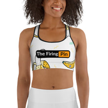 Load image into Gallery viewer, TFP Two-Tone logo with bananas White Sports bra