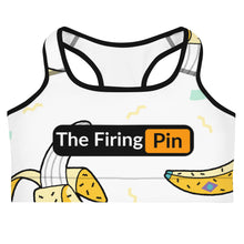 Load image into Gallery viewer, TFP Two-Tone logo with bananas White Sports bra