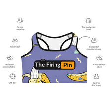 Load image into Gallery viewer, TFP Two-Tone logo with bananas Blue Sports bra