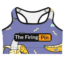 Load image into Gallery viewer, TFP Two-Tone logo with bananas Blue Sports bra