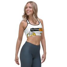 Load image into Gallery viewer, TFP Two-Tone logo with bananas White Sports bra