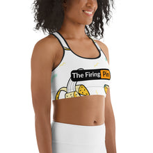 Load image into Gallery viewer, TFP Two-Tone logo with bananas White Sports bra