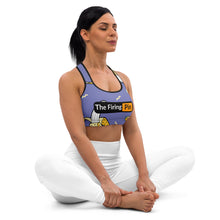 Load image into Gallery viewer, TFP Two-Tone logo with bananas Blue Sports bra