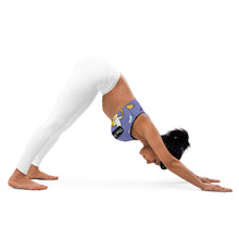 Load image into Gallery viewer, TFP Two-Tone logo with bananas Blue Sports bra