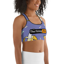 Load image into Gallery viewer, TFP Two-Tone logo with bananas Blue Sports bra