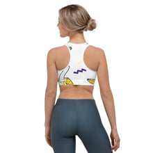 Load image into Gallery viewer, TFP Two-Tone logo with bananas White Sports bra