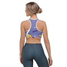 Load image into Gallery viewer, TFP Two-Tone logo with bananas Blue Sports bra