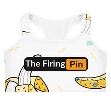 Load image into Gallery viewer, TFP Two-Tone logo with bananas White Sports bra