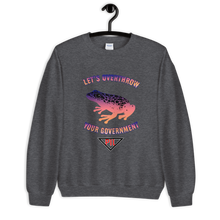Load image into Gallery viewer, "Let's Overthrow Your Government" Pur-ink Dart Frog Sweatshirt