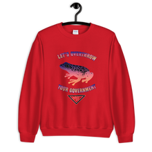 Load image into Gallery viewer, "Let's Overthrow Your Government" Pur-ink Dart Frog Sweatshirt