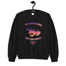 Load image into Gallery viewer, "Let's Overthrow Your Government" Pur-ink Dart Frog Sweatshirt