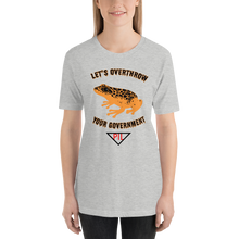 Load image into Gallery viewer, "Let's Over Throw Your Government" Orange Poison Dart Frog Short-Sleeve T-Shirt