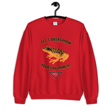 Load image into Gallery viewer, "Let's Over Throw Your Government" Orange Poison Dart Frog Sweatshirt
