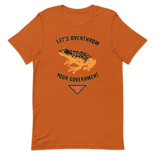 Load image into Gallery viewer, "Let's Over Throw Your Government" Orange Poison Dart Frog Short-Sleeve T-Shirt