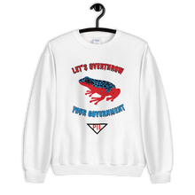 Load image into Gallery viewer, "Let's Over Throw Your Government" Red and Blue Poison Dart Frog Unisex Sweatshirt