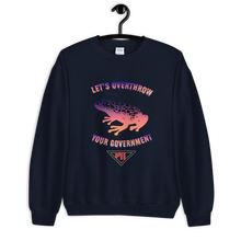 Load image into Gallery viewer, "Let's Overthrow Your Government" Pur-ink Dart Frog Sweatshirt