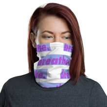 Load image into Gallery viewer, Dreamy Drink "breathe." White Neck Gaiter