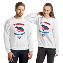 Load image into Gallery viewer, "Let's Over Throw Your Government" Red and Blue Poison Dart Frog Unisex Sweatshirt