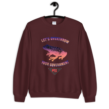 Load image into Gallery viewer, "Let's Overthrow Your Government" Pur-ink Dart Frog Sweatshirt