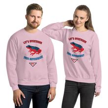 Load image into Gallery viewer, "Let's Over Throw Your Government" Red and Blue Poison Dart Frog Unisex Sweatshirt