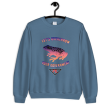 Load image into Gallery viewer, "Let's Overthrow Your Government" Pur-ink Dart Frog Sweatshirt