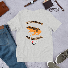 Load image into Gallery viewer, "Let's Over Throw Your Government" Orange Poison Dart Frog Short-Sleeve T-Shirt