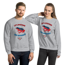 Load image into Gallery viewer, "Let's Over Throw Your Government" Red and Blue Poison Dart Frog Unisex Sweatshirt