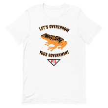 Load image into Gallery viewer, "Let's Over Throw Your Government" Orange Poison Dart Frog Short-Sleeve T-Shirt