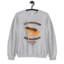 Load image into Gallery viewer, "Let's Over Throw Your Government" Orange Poison Dart Frog Sweatshirt