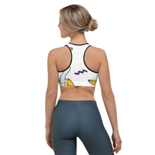 Load image into Gallery viewer, TFP Two-Tone logo with bananas White Sports bra
