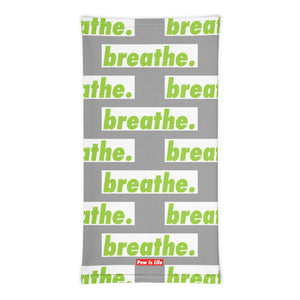 Matcha "breathe." Gray Neck Gaiter