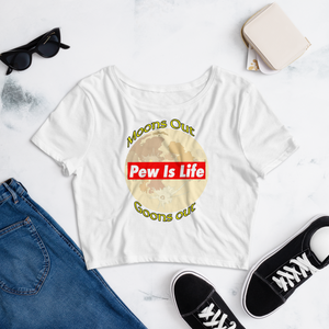 "Moons Out Goons Out" Pew Is Life Women’s Crop Tee