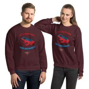 "Let's Over Throw Your Government" Red and Blue Poison Dart Frog Unisex Sweatshirt