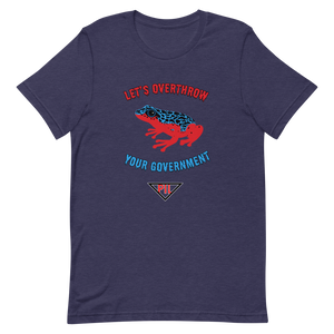 "Let's Over Throw Your Government" Red and Blue Poison Dart Frog Short-Sleeve T-Shirt