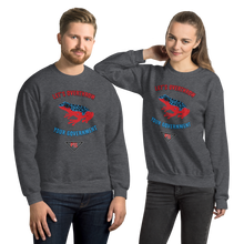 Load image into Gallery viewer, &quot;Let&#39;s Over Throw Your Government&quot; Red and Blue Poison Dart Frog Unisex Sweatshirt
